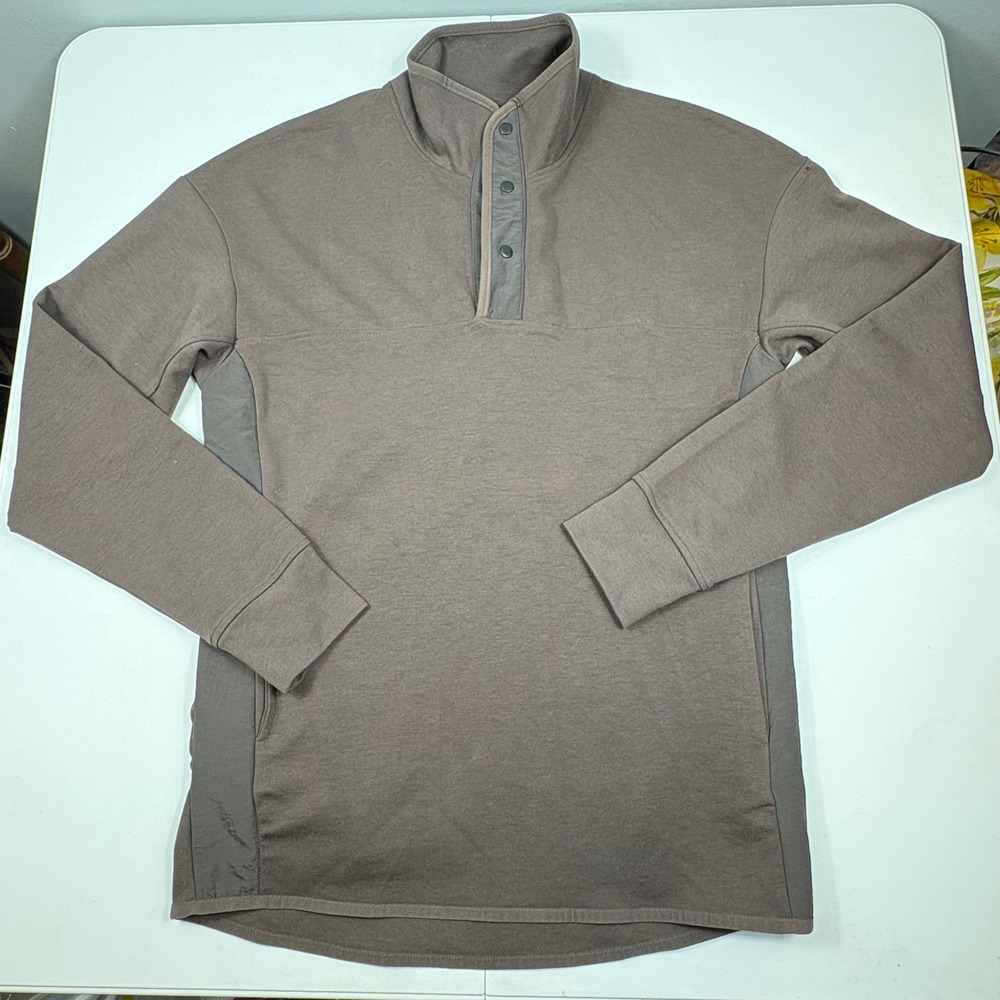 Jack & Jones Core Mens Brown Snap Mock Neck Pullover Technical Panel Sweatshirt